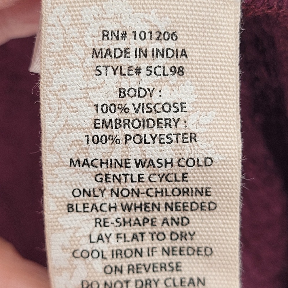 Soft Surroundings Bella Cozy Topper Plum Embroidered Cardigan Wrap 1X - Picture 7 of 13